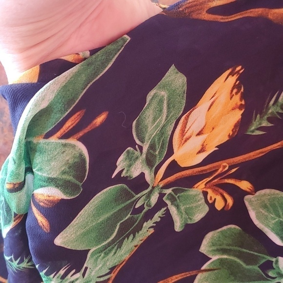 Hawaiian Themed Graphics Long Sleeve Maxi Lined Flowing Sz. 2X Dress - Picture 9 of 15